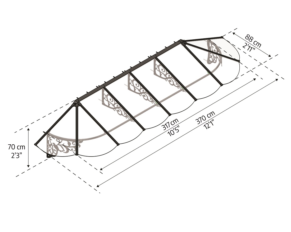 Palram - Canopia 12 x 3 Foot Lily 3666 Awning