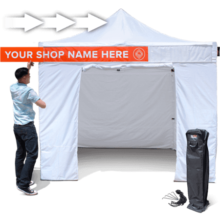 Ins'TenT Vendor Canopy Tent Package Deal + Banner Sleeve - 10 x 10