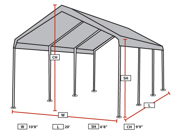 King Canopy 10 x 20 Universal Outdoor Canopy Shelter - Silver