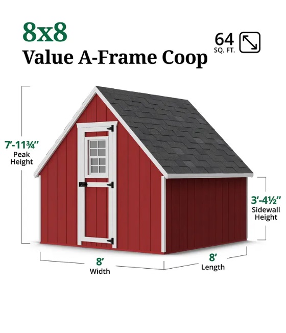 Little Cottage Co 8 x 8 Foot Value A-Frame Chicken Coop