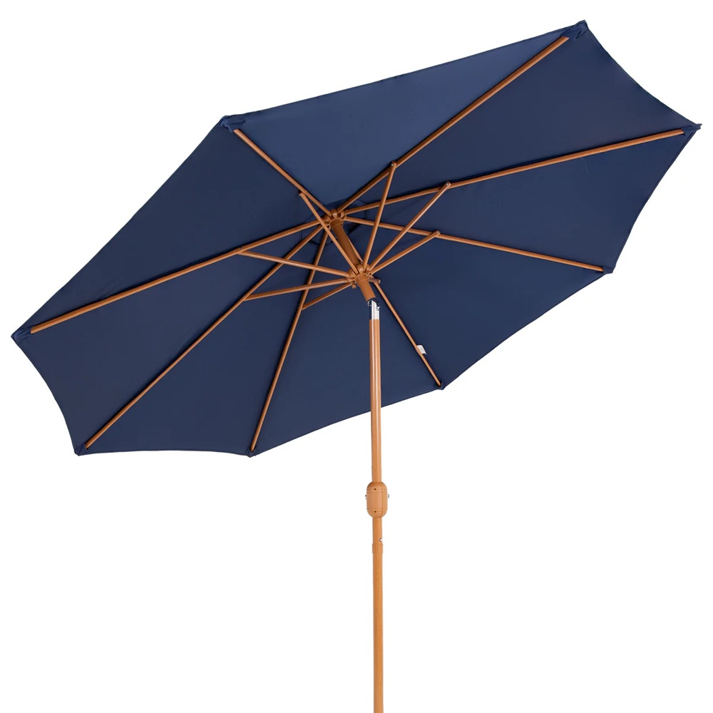 Sunnydaze 9 Foot Faux Woodgrain Crank Patio Umbrella
