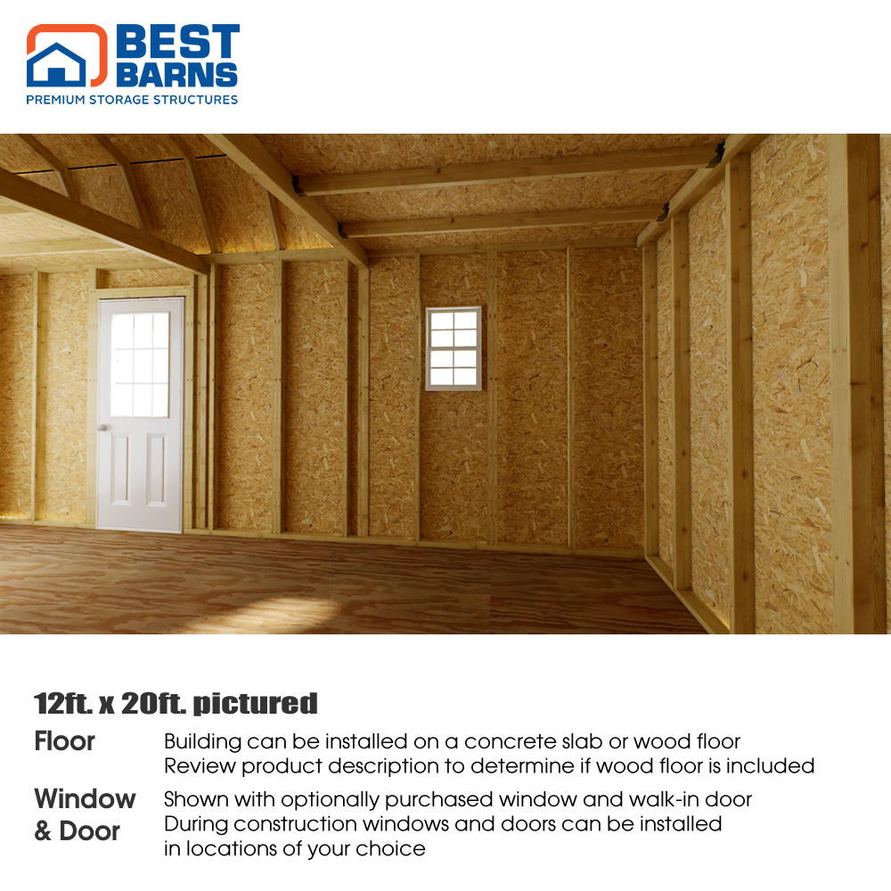 Best Barns 12 x 20 Foot Makers Loft Wooden Garage