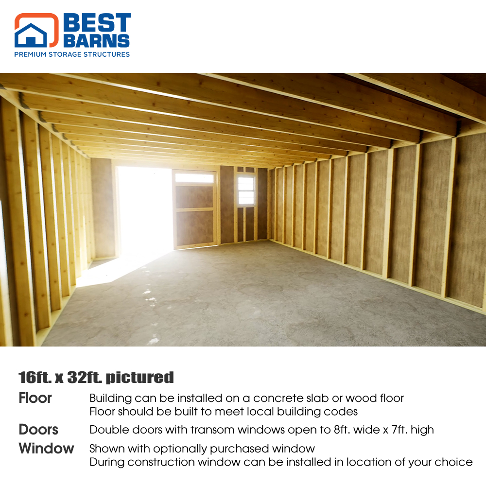 Best Barns 16 x 20 Foot Makers Loft XL Wooden Garage