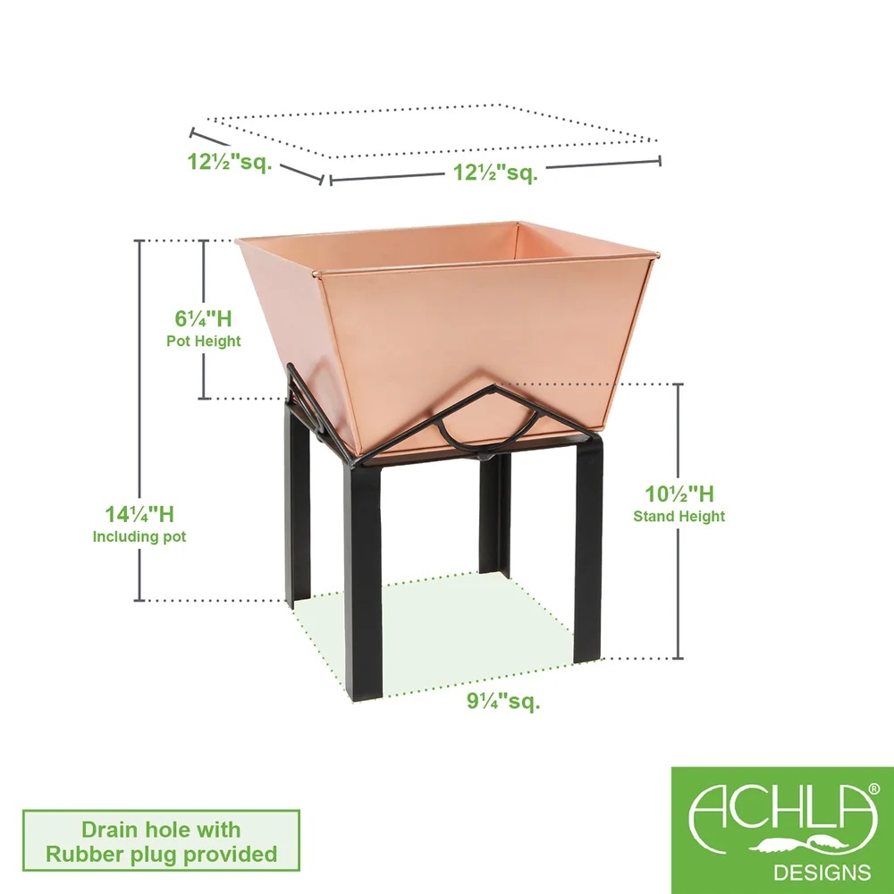Achla Marion Copper Plated Tapered Planter and Stand