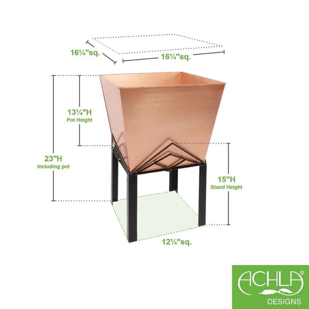 Achla Marion Copper Plated Tapered Planter and Stand