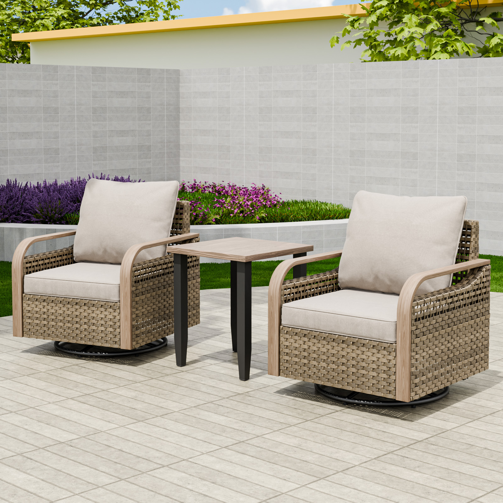 Eagle Peak Outdoor 3 Piece Rattan Outdoor Bistro Set