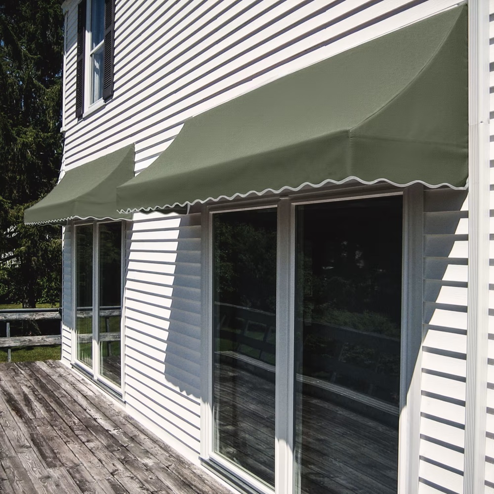 Awntech 7 Foot Nantucket Concave Awning with Valance and Projection Options