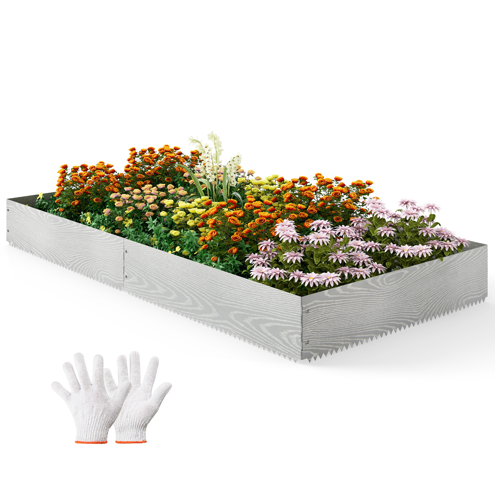 Costway 20 Foot Wood-Look Galvanized Steel Garden Edging