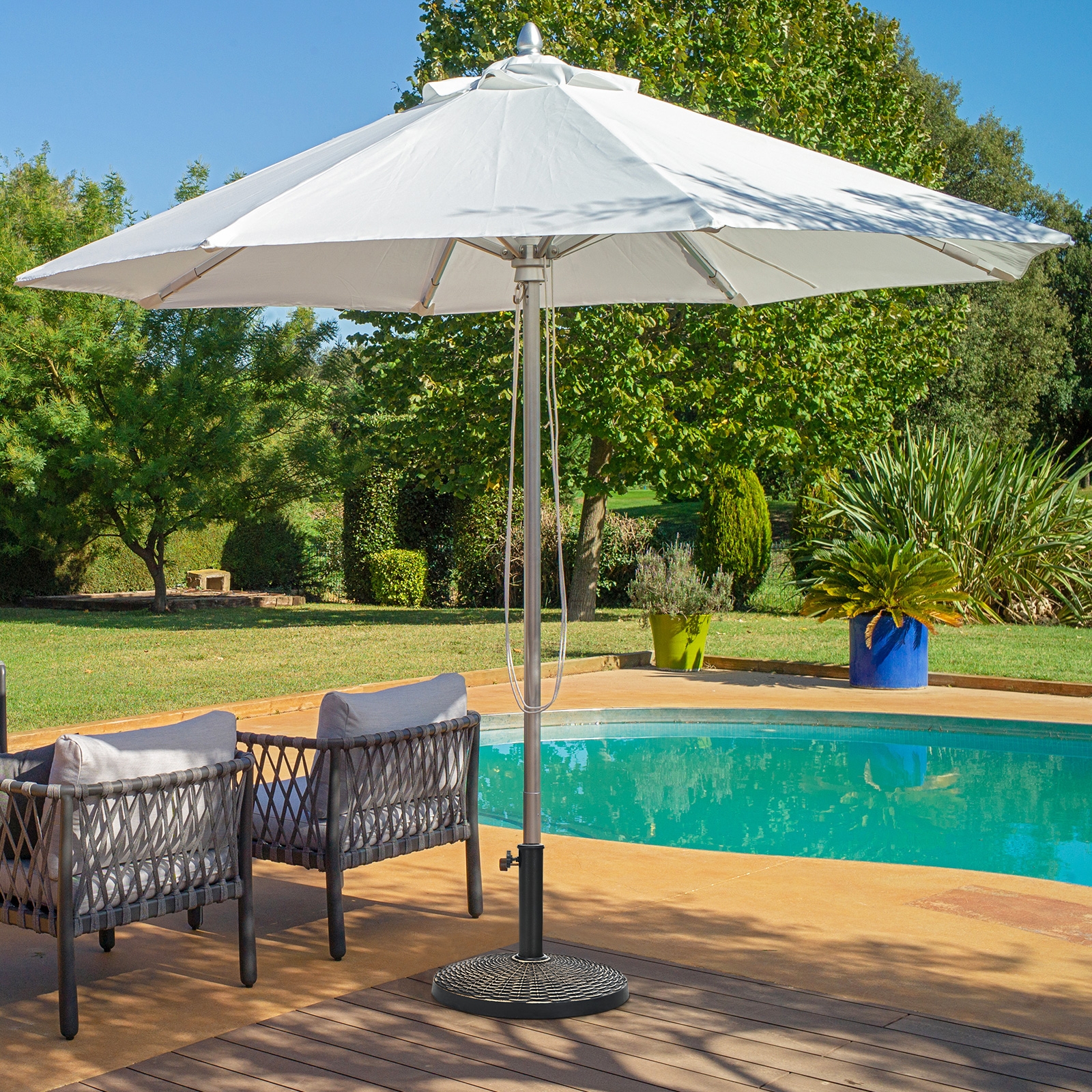 Costway 18 Inch Wicker-Style Resin Umbrella Base