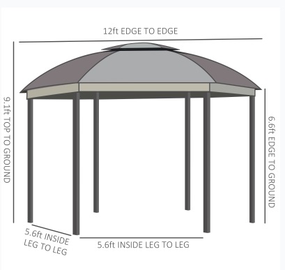 Outsunny 12 Foot Round Outdoor Gazebo