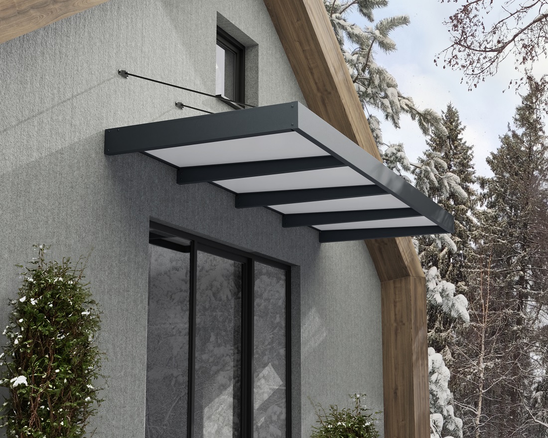 Palram - Canopia 12 x 5 Foot Sophia XL 4000 Grey and White Awning