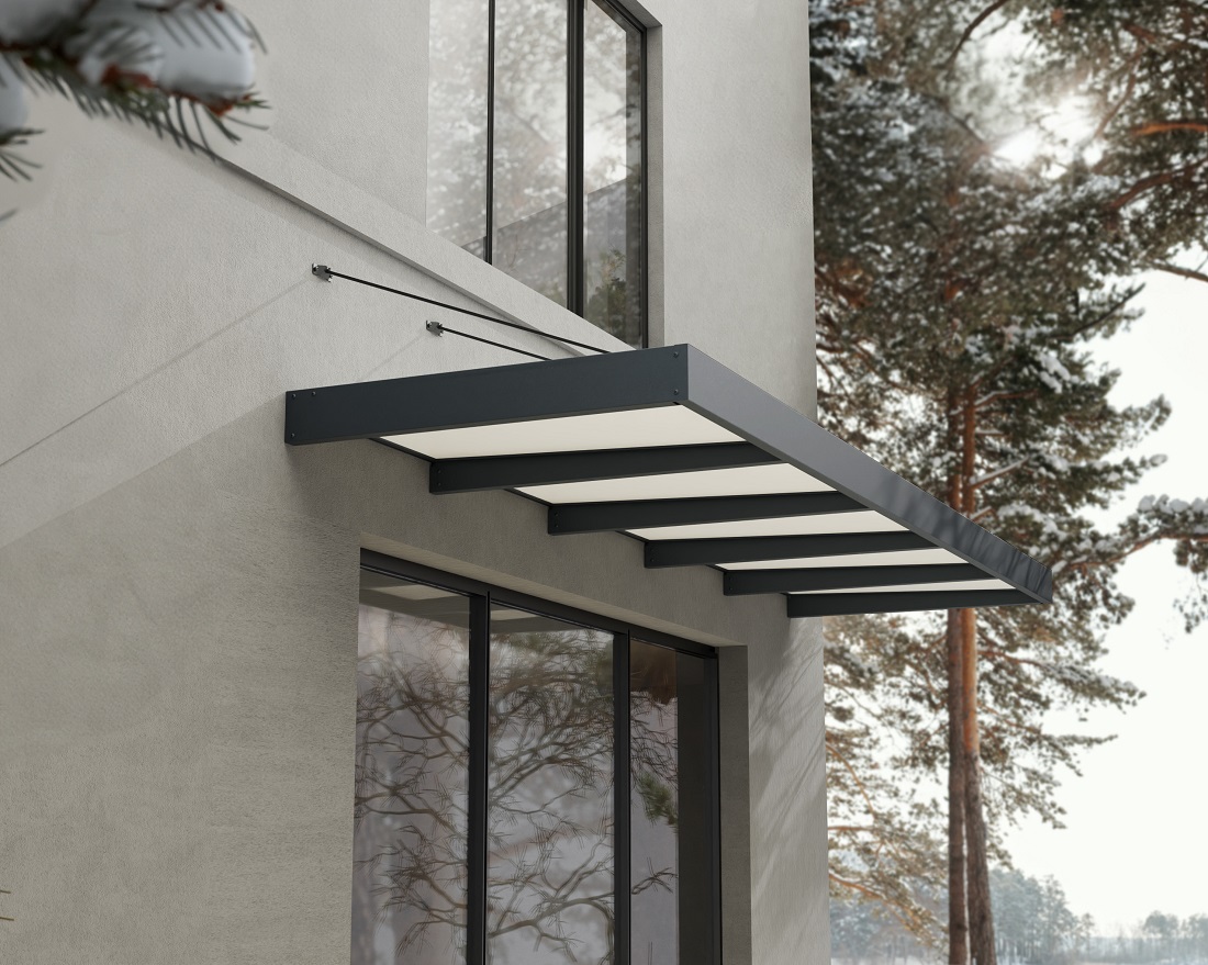 Palram - Canopia 15 x 5 Foot Sophia XL 5000 Grey and White Awning