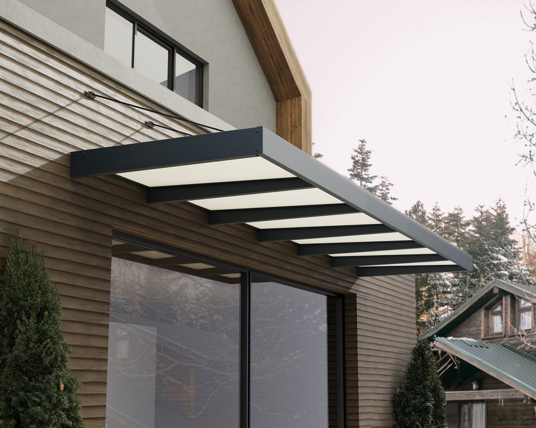 Palram - Canopia 19 x 5 Foot Sophia XL 6000 Grey and White Awning