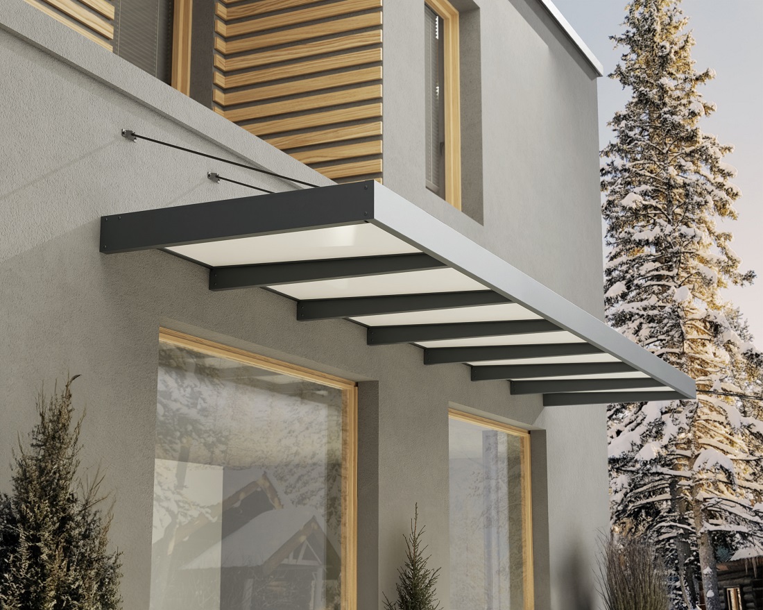 Palram - Canopia 22 x 5 Foot Sophia XL 7000 Grey and White Awning