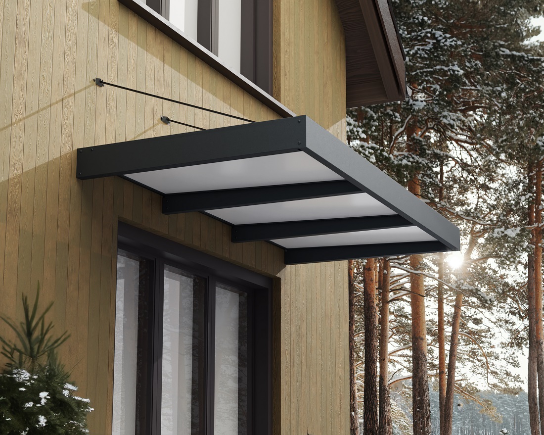 Palram - Canopia 9 x 5 Foot Sophia XL 3000 Grey and White Awning