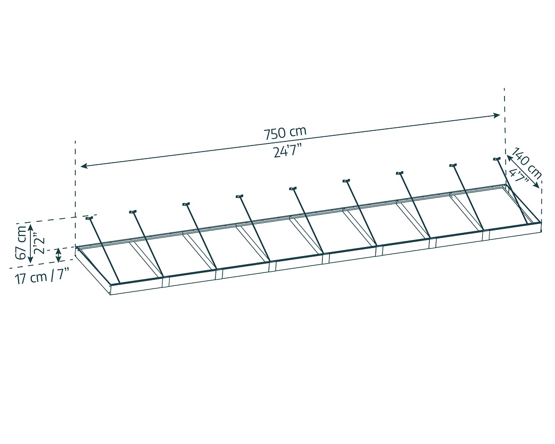 Palram - Canopia 25 x 5 Foot Sophia XL 8000 Grey and White Awning