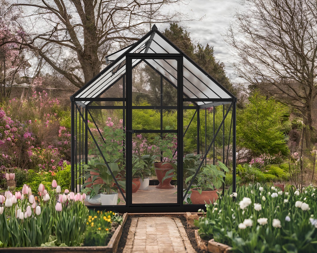 Palram - Canopia  6 x 8 Foot Black Hybrid Greenhouse