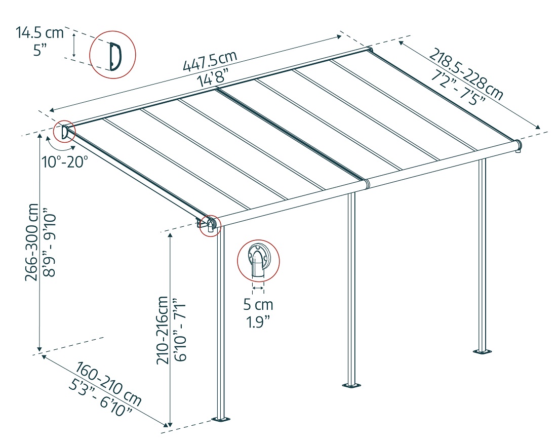 Palram - Canopia Sierra 8 x 15 Foot Patio Cover