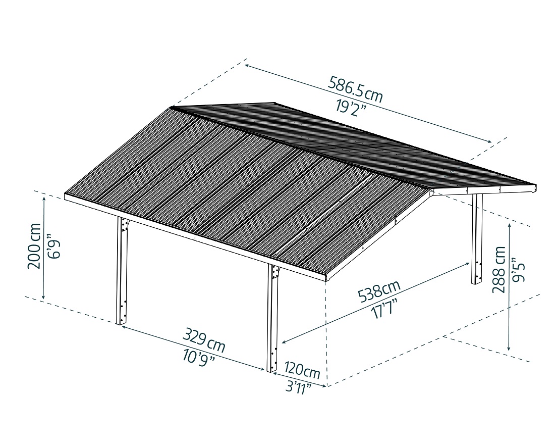 Palram - Canopia Sydney Wave Apex-Style Double Carport