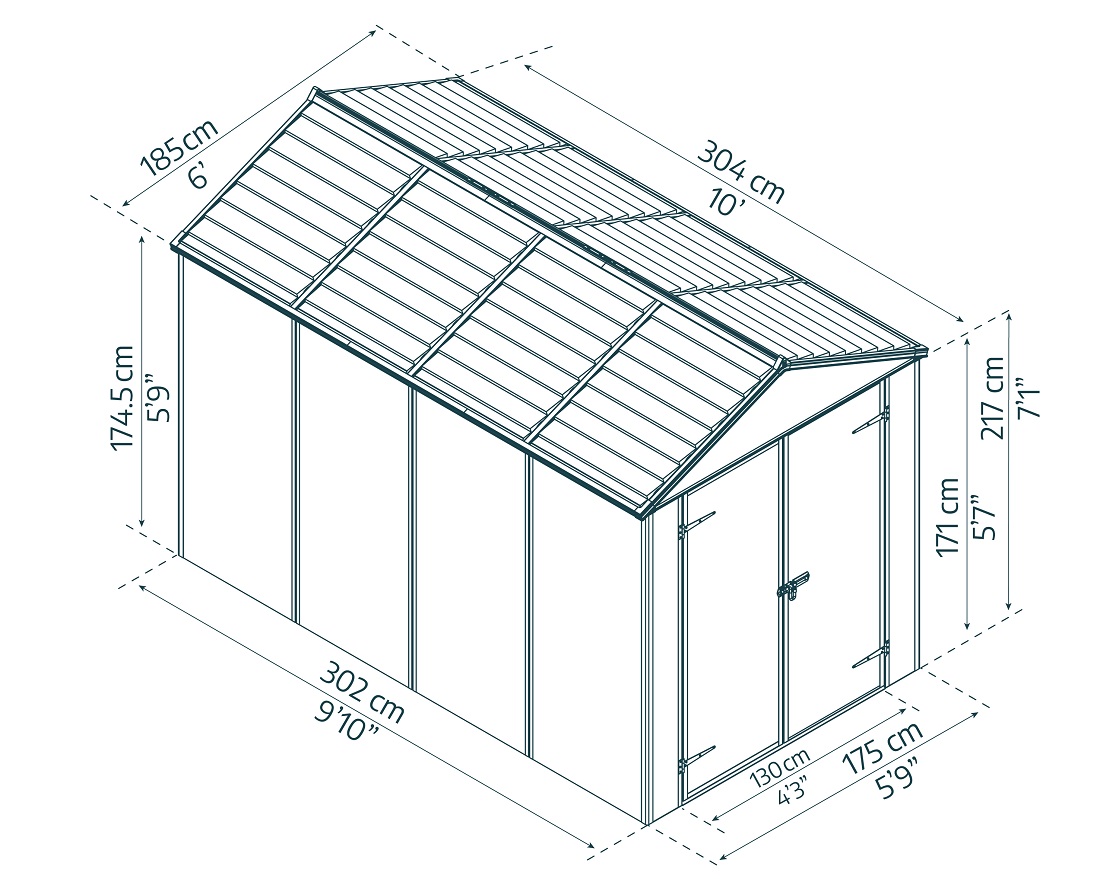 Palram - Canopia 6 x 10 Foot Rubicon Shed