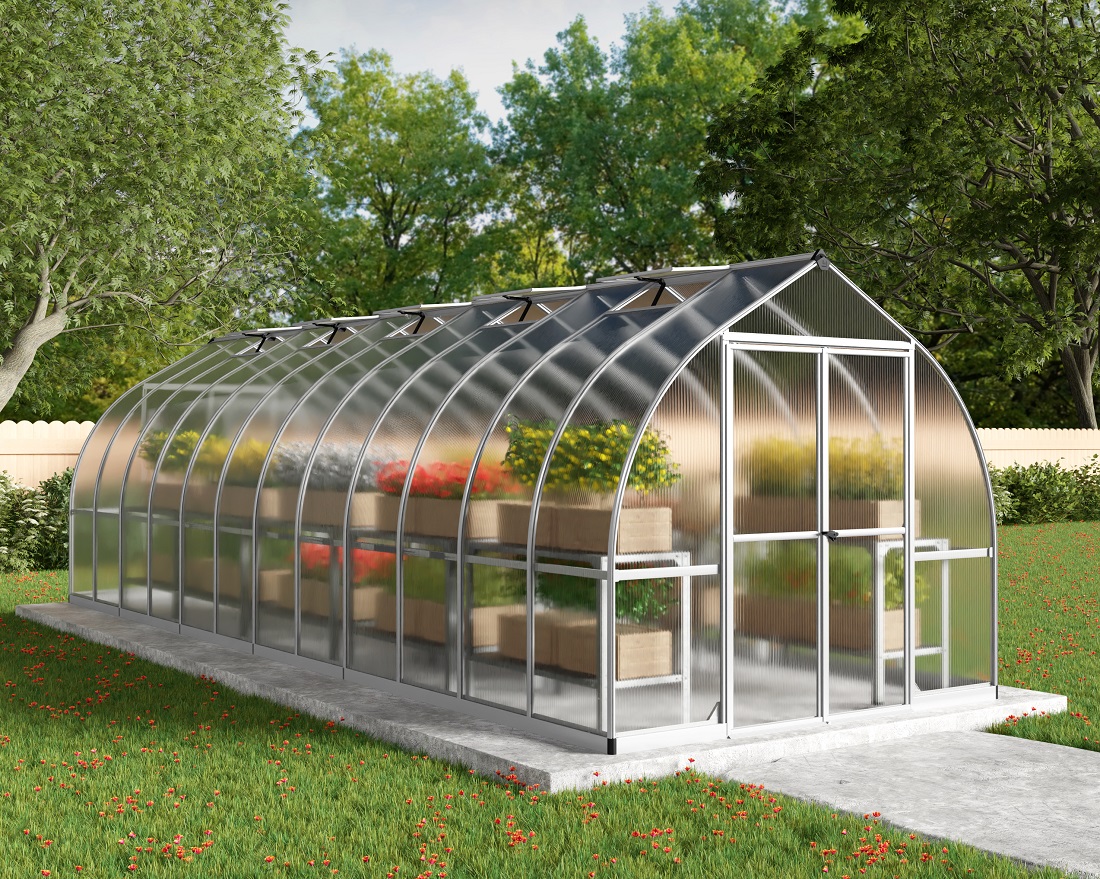 Palram - Canopia Bella 8 x 24 Foot Silver Hobby Greenhouse