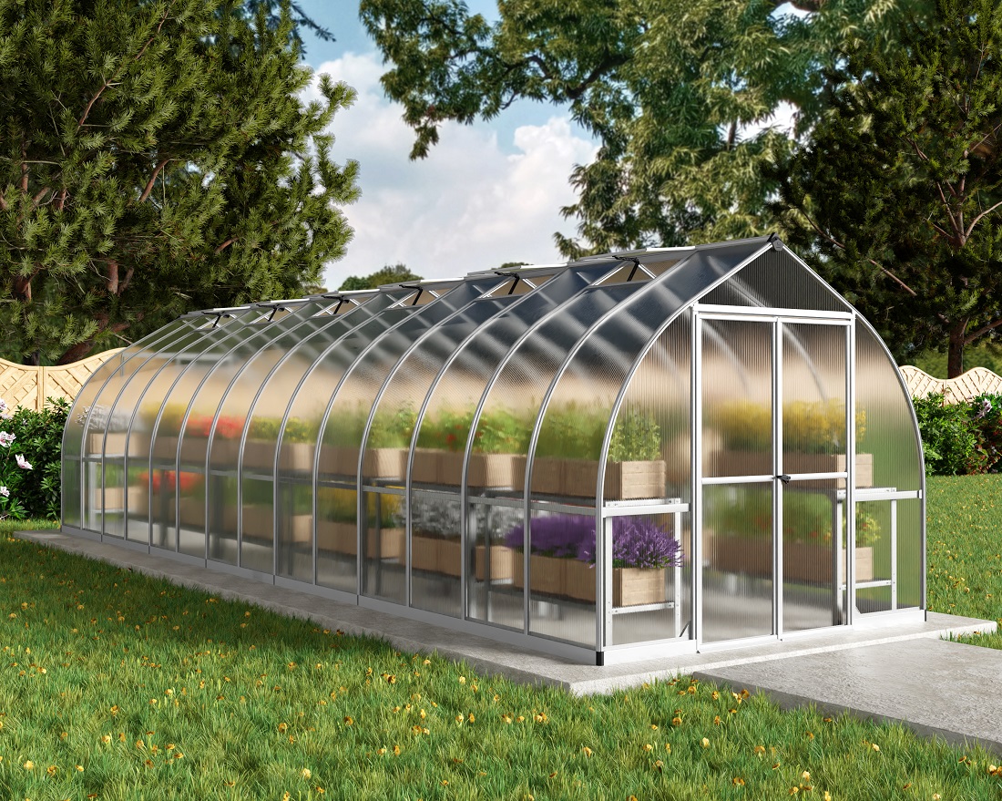 Palram - Canopia Bella 8 x 28 Foot Silver Hobby Greenhouse