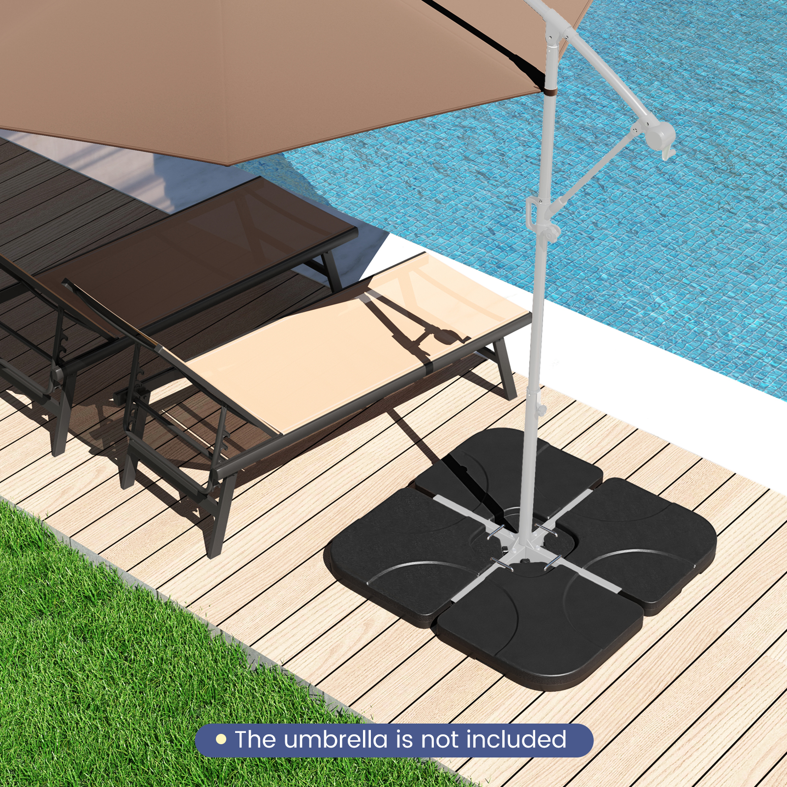 Costway 4 Piece Fillable Carry Handle Offset Patio Umbrella Base Set