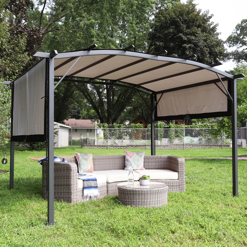 Sunnydaze 9 x 12 Foot Arched Pergola with Retractable Side Panels