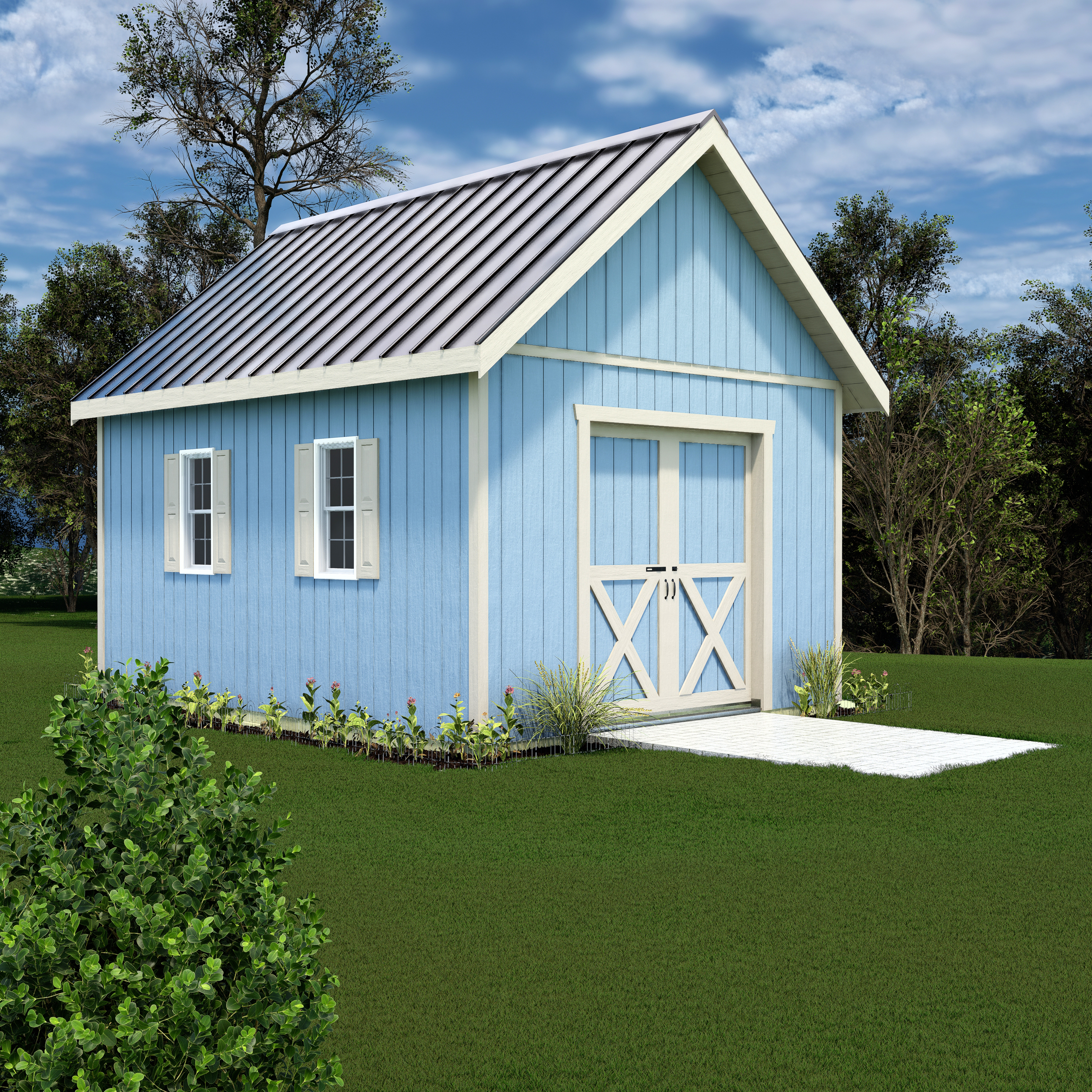 Best Barns 12 x 16 Planner Paradise Wood Shed with Sliding Doors