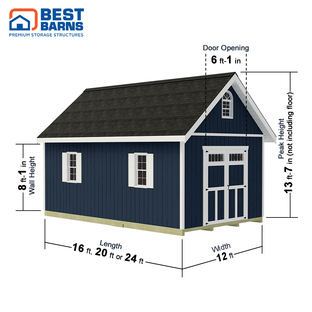 Best Barns 12 x 16 Planner Paradise Wood Shed with Transom Doors
