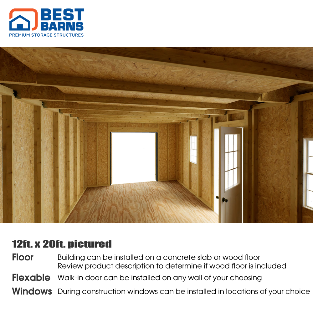 Best Barns 12 x 20 Foot Planner Paradise Wood Shed with Transom Doors and Dormers