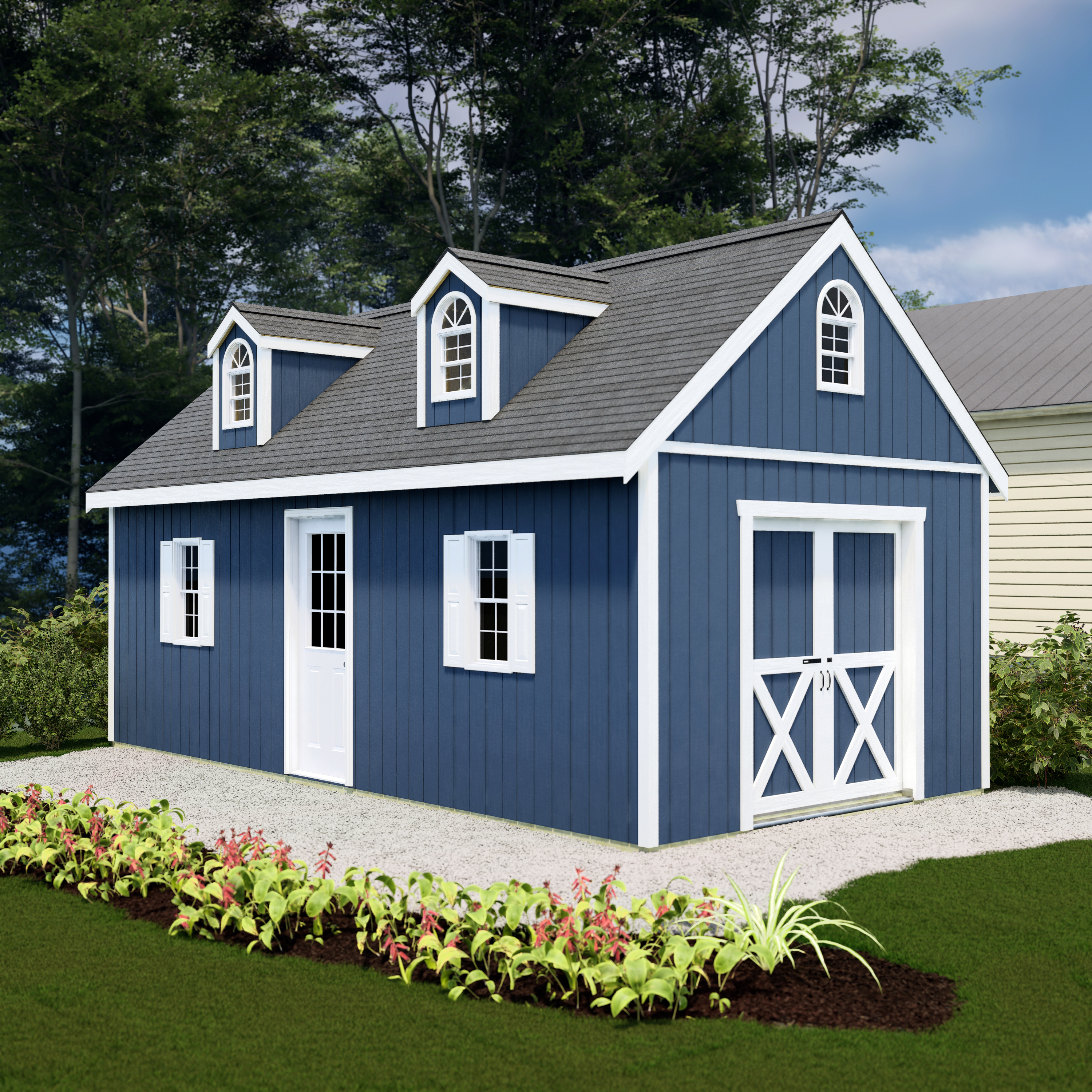 Best Barns 12 x 16 Planner Paradise Wood Shed with Sliding Doors and Dormers