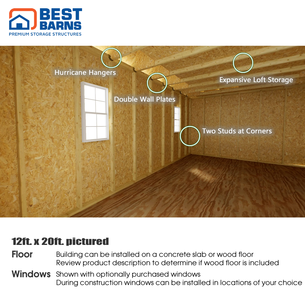 Best Barns 12 x 16 Planner Paradise Wood Shed with Transom Doors