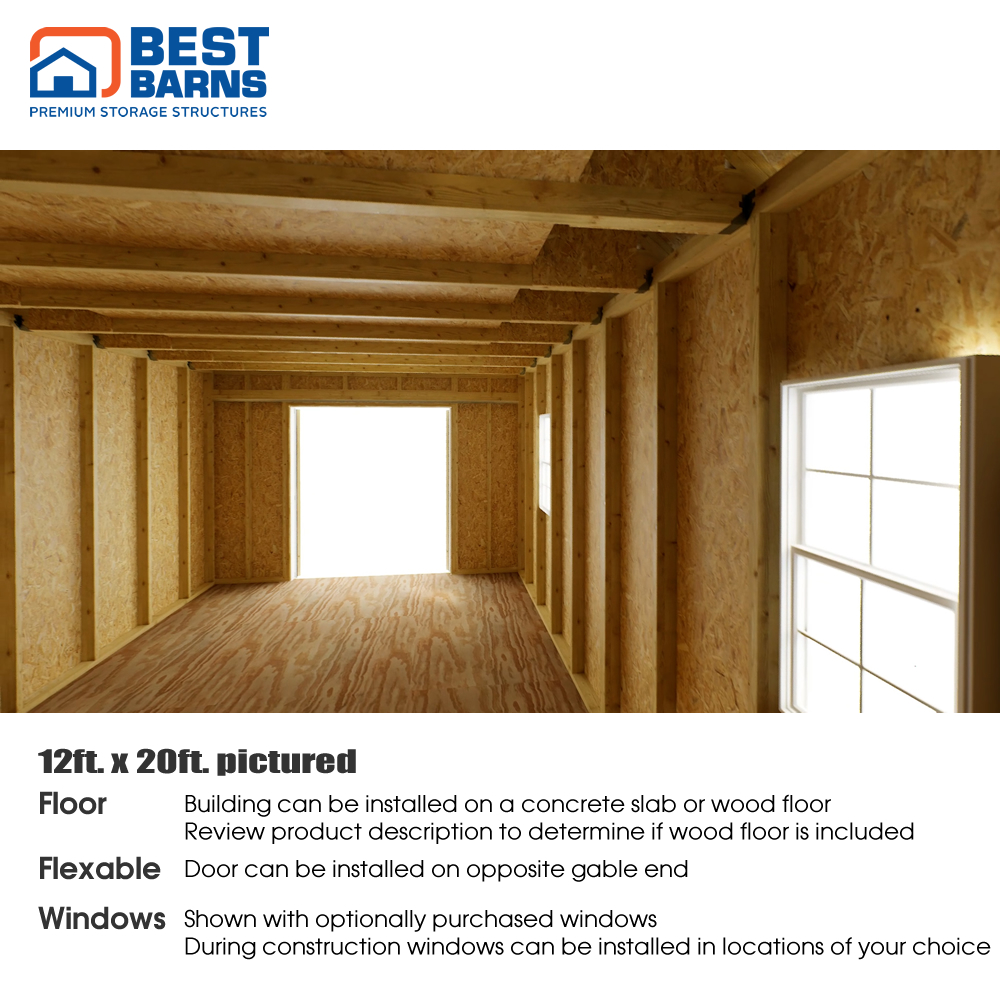 Best Barns 12 x 20 Foot Planner Paradise Wood Shed with Transom Doors