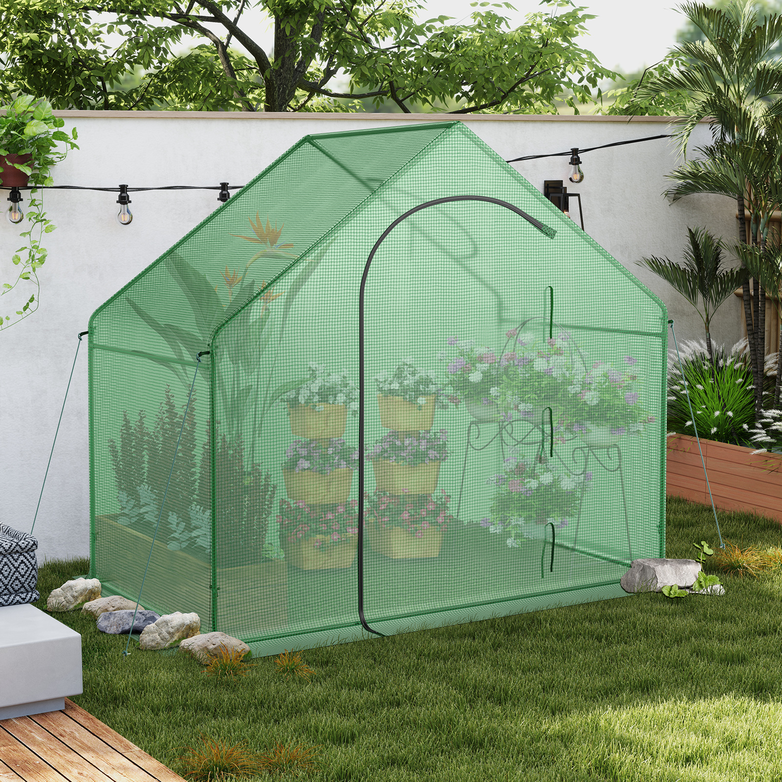 Costway 71 x 40 Inch Portable Warm Greenhouse with Cover and Zipper Door