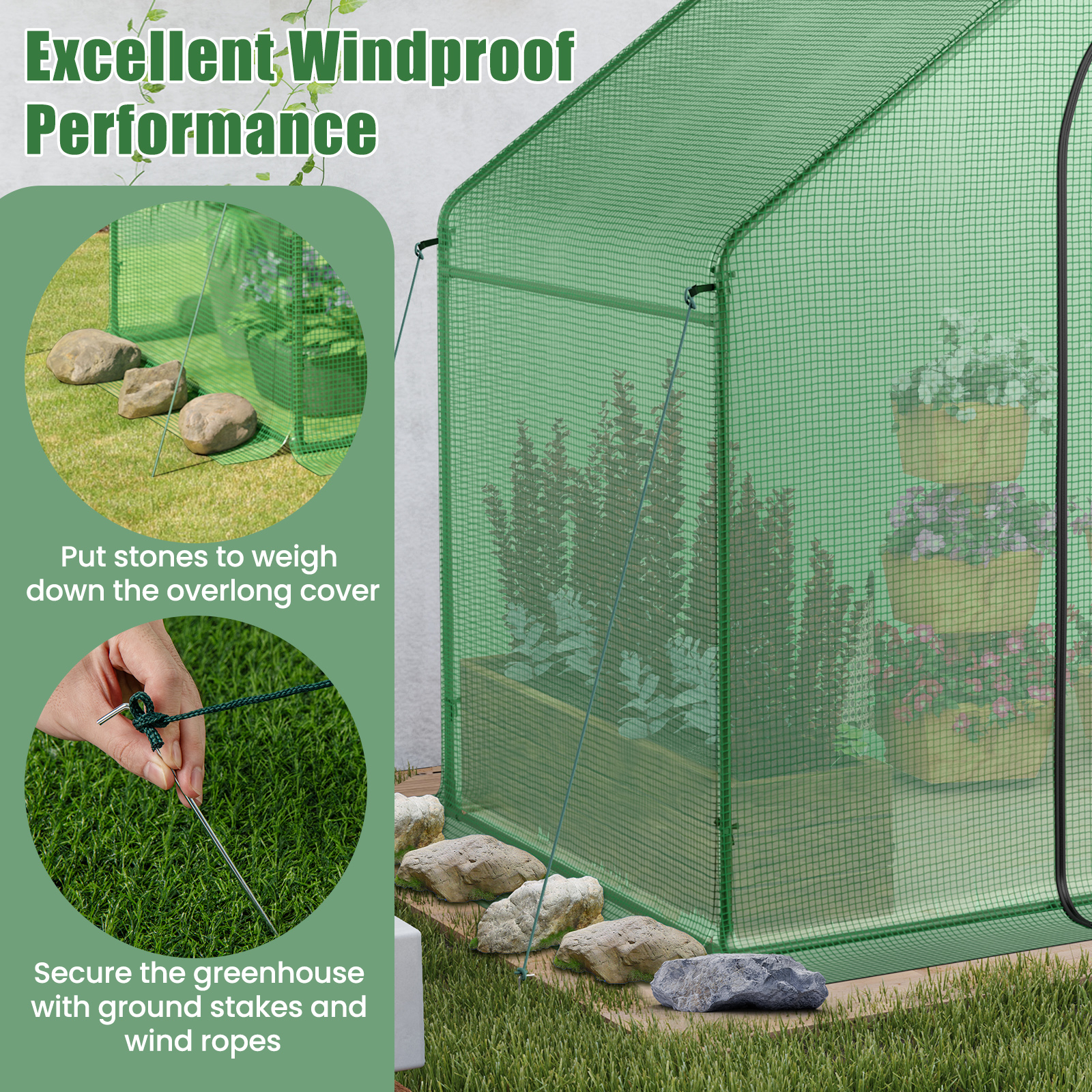 Costway 71 x 40 Inch Portable Warm Greenhouse with Cover and Zipper Door