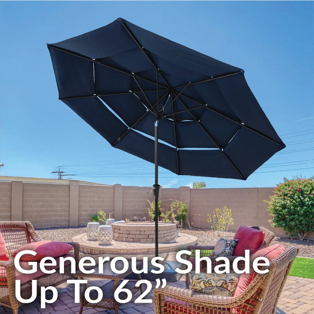 Sunnydaze 10 Foot Tiered Outdoor Crank Patio Umbrella