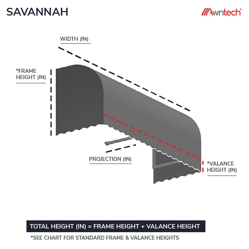 Awntech 4 Foot Savannah Waterfall Awning with Valance and Projection Options