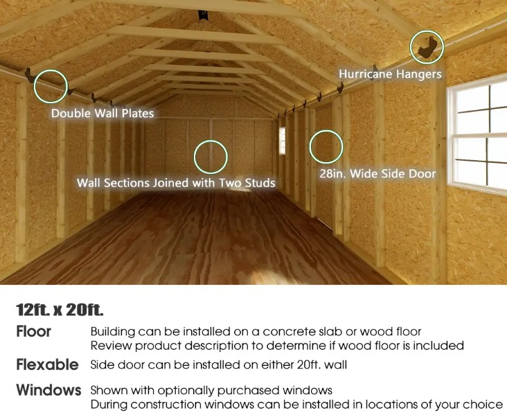 Best Barns 12 x 20 Foot Shedquarters Wood Shed with Sliding Doors