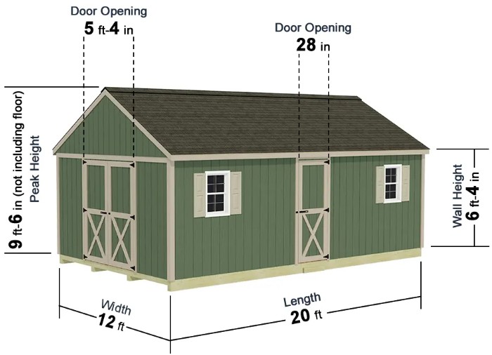 Best Barns 12 x 20 Foot Shedquarters Wood Shed with Walk In Door
