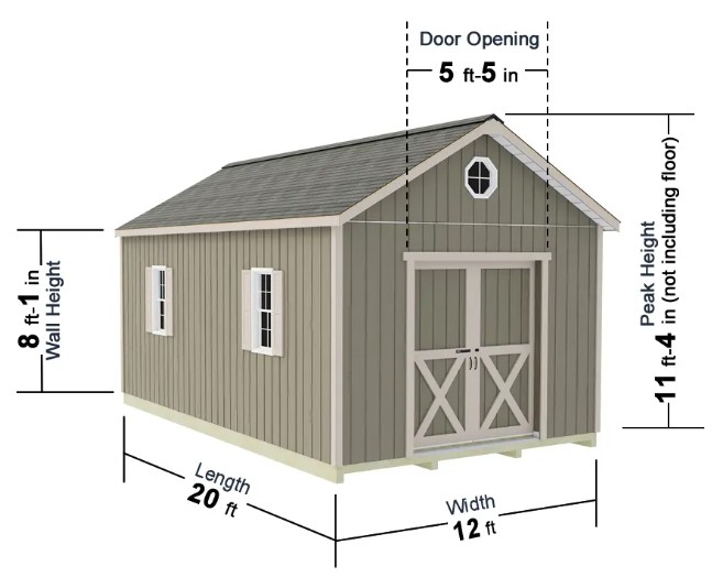 Best Barns 12 x 20 Foot Shedquarters Wood Shed with Sliding Doors