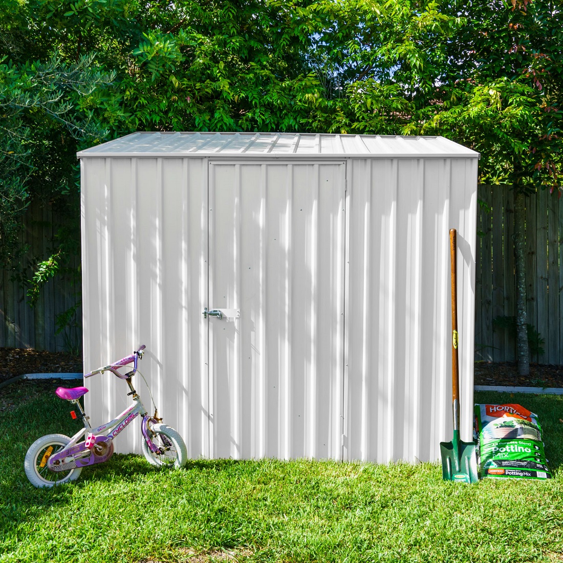 Absco 7 x 5 Foot Surfmist Ezislider Metal Storage Shed