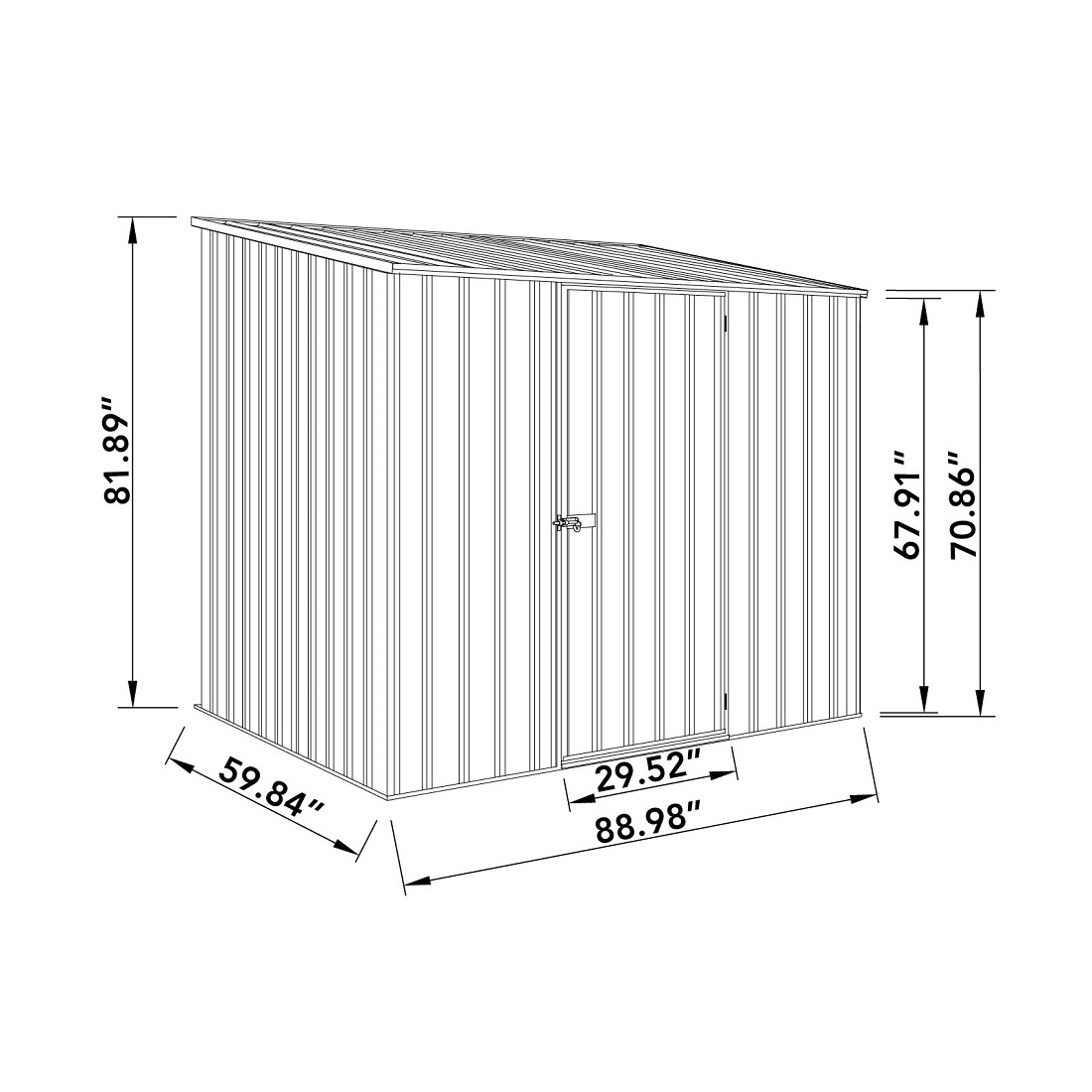 Absco 7 x 5 Foot Surfmist Ezislider Metal Storage Shed