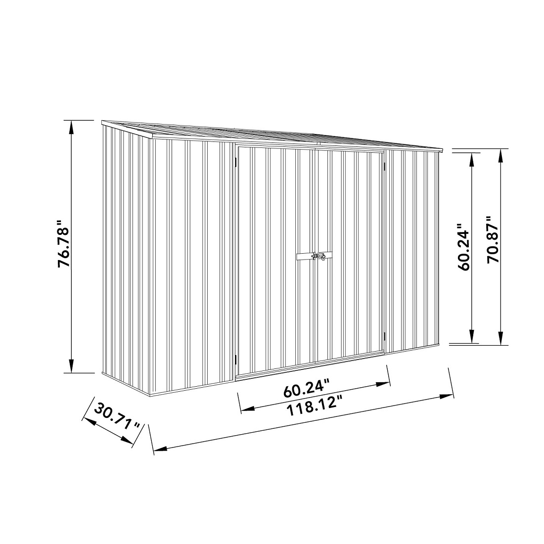 Absco Space Saver 10 x 2.5 Foot Metal Garden Shed - Surfmist