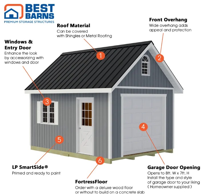 Best Barns 12 x 20 Foot Tailored Titan Tall Wooden Garage