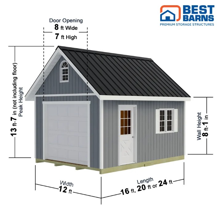 Best Barns 12 x 24 Foot Tailored Titan Tall Wooden Garage