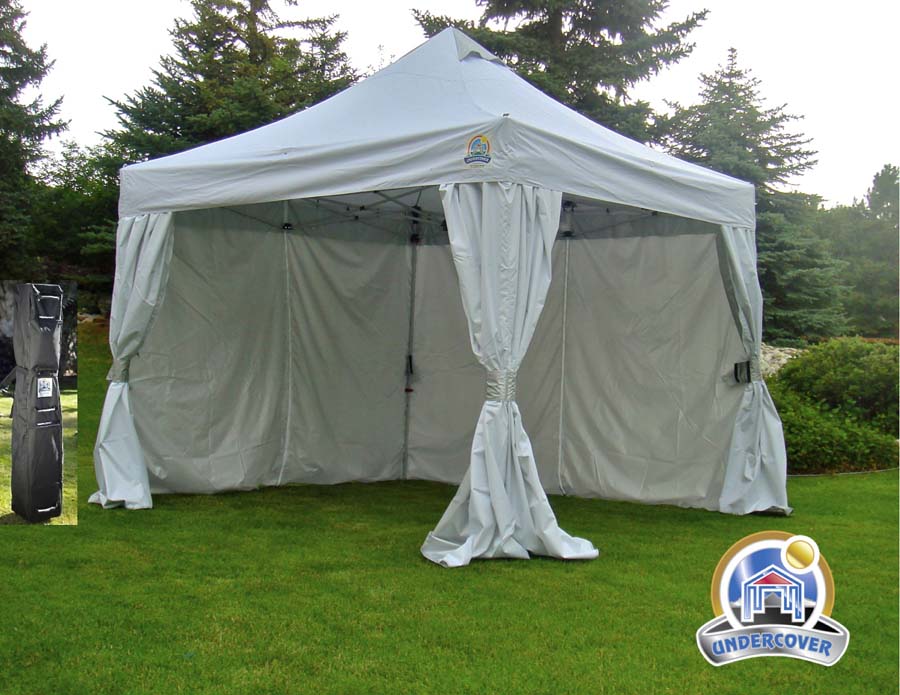 Undercover 10 x 10 Foot Commercial Instant Canopy Package with Curtain Rail Walls