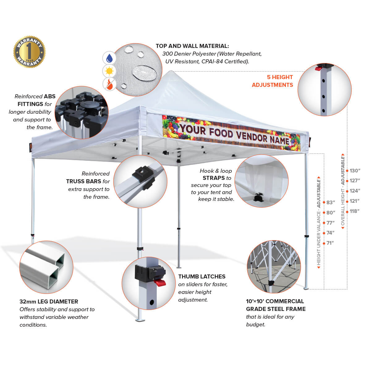 Ins'TenT Vendor Canopy Tent Package Deal + Banner Sleeve - 10 x 10