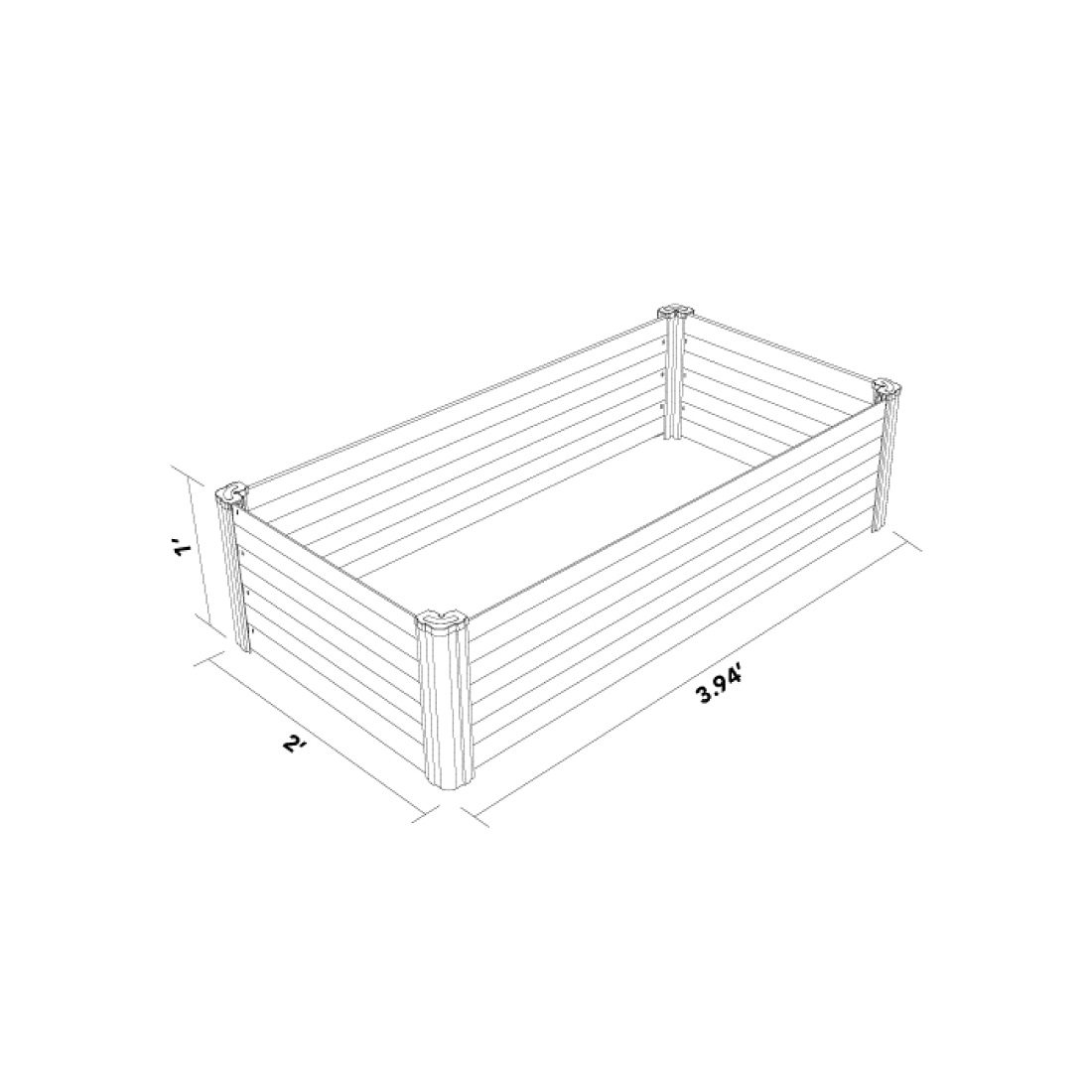 Absco The Organic Garden Co 4 x 2 Foot Hakea Foot Metal Rectangle Garden Bed