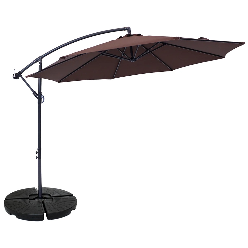 Sunnydaze 10 Foot Offset Cantilever Patio Umbrella with Round Cross-Base
